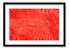 Watermelon texture, macro photo, close-up. Piece of watermelon with seeds. Top view.