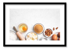 Baking background with baking ingredients