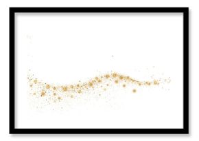 Abstract Shiny Gold Glitter design element. Gold Glitter Dust and Stars. Glitter Trail. For New Year, Merry Christmas, Birthday and Wedding greeting card and invitation. Luxury Background design