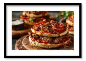 Beef and chicken pizza burgers