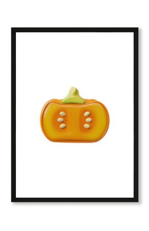 Vector 3D illustration of half of ripe orange pumpkin.