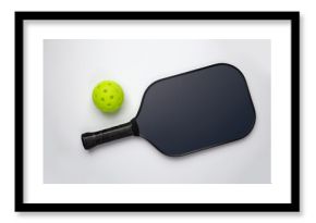 Pickleball Paddle and Ball on a white background