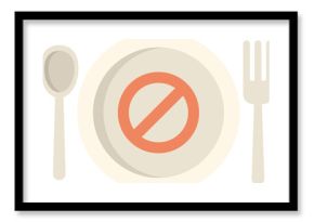 This vector illustration shows the concept of intermittent fasting with cutlery and an empty plate