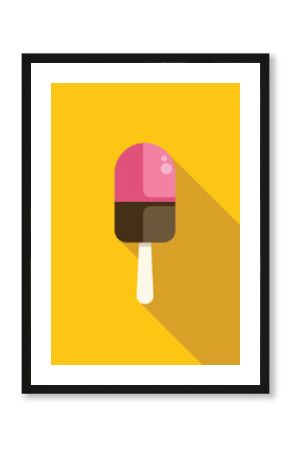 Refreshing ice cream bar on a stick, a perfect treat for a hot summer day, isolated on a vibrant yellow background