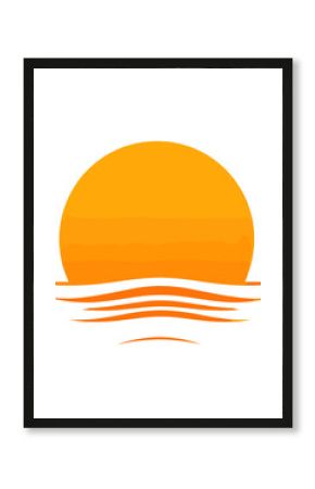 Simple orange sun icon illustration nature design vector