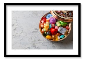 Traditional Turkish Ramadan Sweet Sugar Candy, Chocolate candie and Almond candies