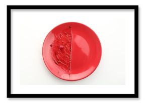 One dirty plate isolated on white, top view