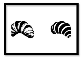 Set of minimalist line icons depicting various styles of croissants in vector format suitable for culinary design projects
