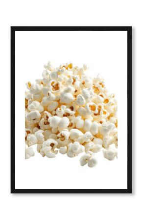 Popcorn flakes arranged in a mound on a bright Transparent background for culinary presentation, popcorn flakes isolated on PNG background