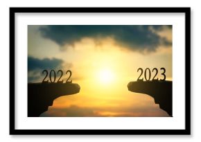 2023 new year concept: silhouette of 2023 with sky for preparation of welcome 2023 New Year party.
