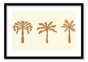 Vector logo and print design templates, summer palms, tropical hand drawn illustrations, tropical surfing concept, vacation and travel, palm trees and hippie boho elements