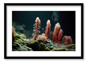 hydrothermal vent tube worms swaying in current