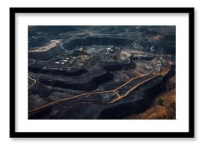 Aerial view of an open pit coal mine