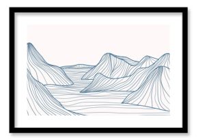 Hand drawn Mountain line arts illustration. Abstract mountain contemporary aesthetic backgrounds landscapes. use for print art, poster, cover and banner