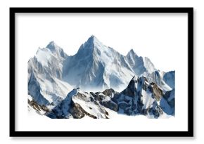 Majestic mountain peaks with snow-capped summits, cut out