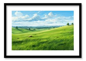 Peaceful landscape with grazing sheep. Ideal for nature lovers