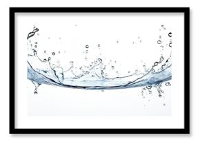 A liquid splash on a white background, resembling art. The water droplets form a circle, creating an elegant event with drinkware and glass twigs