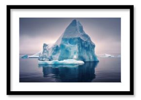 Majestic cold iceberg in polar landscape float and reflect on the ocean, sky and cloud as background emphasize glacier great perfect for poster about environment or global warming concept. AIG35.