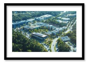 Stunning aerial shot of a campus showcasing green landscapes and modern architecture on a sunny day. AIG62