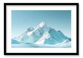 Snowy blue mountain landscape in blue tones. Digital painting with abstract style. Winter nature and outdoor concept for design and print. Design for poster, wallpaper, banner. Panoramic view. AIG49.