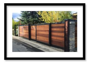 Modern wooden fence for a country house.