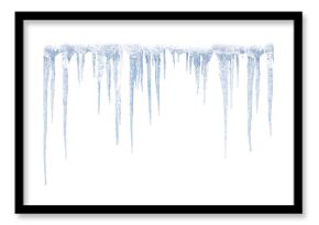 Long icicles on isolated background for overlaying on a light background.