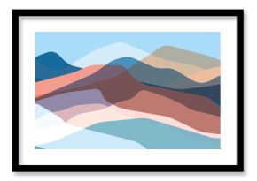 Color mountains, translucent waves, abstract glass shapes, modern background, vector design Illustration for you project