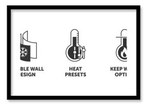 Electric kettle icons set - Double wall design, Heat presets, Keep warm option
