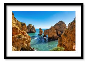 Ponta da Piedade is a unique rock formation with famous grottos in the ocean at Lagos, Algrave, Portugal