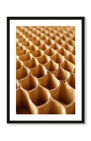 Corrugated cardboard close-up, showing honeycomb structure and textured material