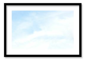 Flat design sky illustration is showing soft white clouds floating across pale blue background