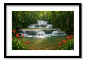 Stunning cascade amidst lush jungle scenery