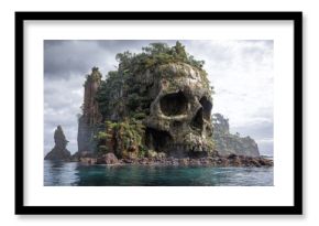 Skull Island: Beautiful Island Landscape Atop Giant Skull in the Sea