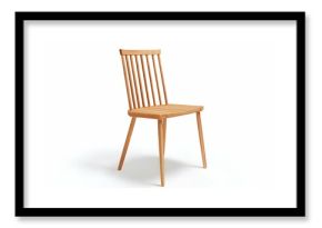 A shaker wooden chair, a sleek sailing boat of simplicity on a white ocean.