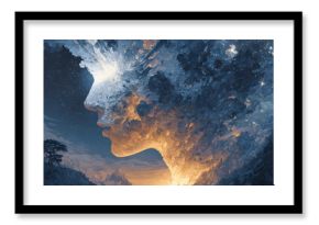 Generative AI illustration of annual collective mind concept art exploding mind inner world dreams emotions imagination and creative mind dreamlike imagery subconscious exploration bending rea