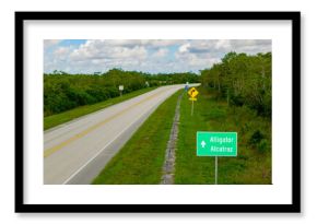 Road sign to Alligator Alcatraz Miami Florida