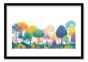 Colorful forest landscape outdoors painting.