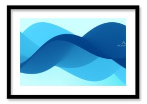 Blue abstract ocean seascape. Sea surface. Realistic landscape with waves. Nature background. Cover design template. 3d vector illustration for banner, flyer, poster or brochure.