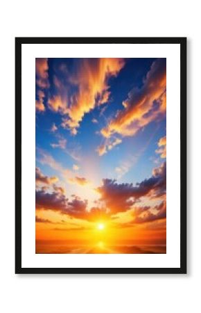 Majestic real sunrise with gentle colorful clouds in a serene sky background