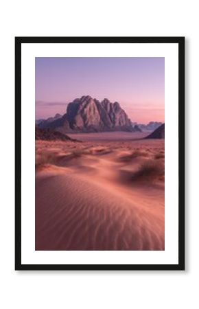 Wadi Rum Sand Dunes and Rock Formations at Sunset, Jordan