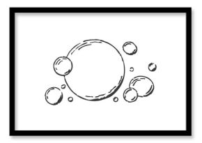 Bubbles fizzy foam doodle sketch hand drawn. Line shampoo bubbles, champagne gas linear. Water balls. sparkles.