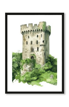 Blarney Castle. Blarney Castle watercolor vector illustration