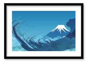 富士山　波　年賀状　背景