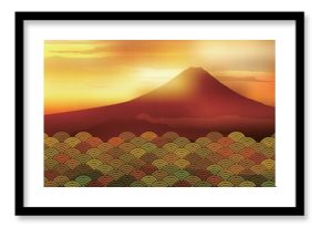 富士山　波　年賀状　背景