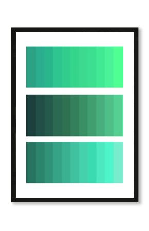Emerald gradient bars. Deep teal color blend. Vertical palette Vector. Modern sea background.