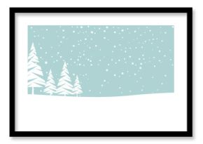 Winter landscape background of a forest in mountain. Header and banner. Vector illustration.