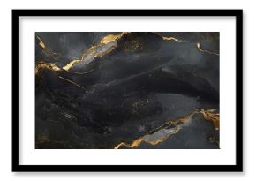 Luxurious Black Marble Texture with Elegant Golden Veins for Upscale Interior Design and Decor