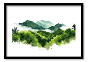 El Yunque National Forest. El Yunque National Forest hand drawn watercolor illustration