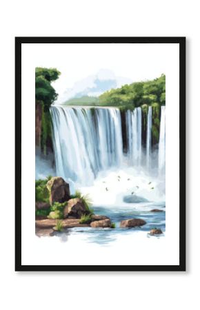 Iguazu Falls. Iguazu Falls hand drawn watercolor illustration