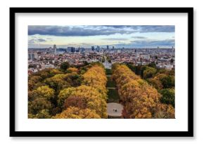 Brussels cityscape view from koekelberg basilica park in autumn
